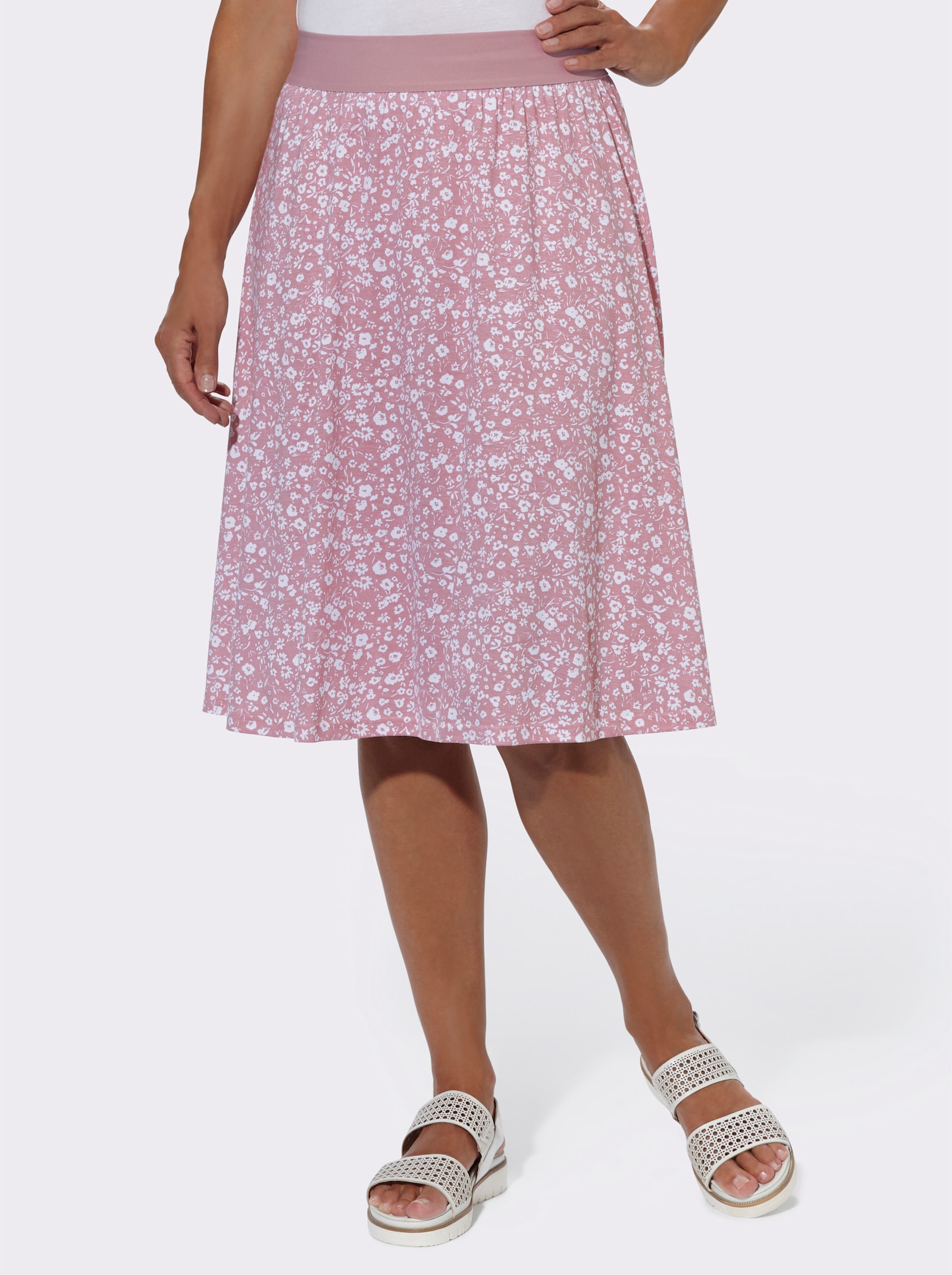 Jerseyrock im Doppelpack - mauve + mauve-weiß-bedruckt