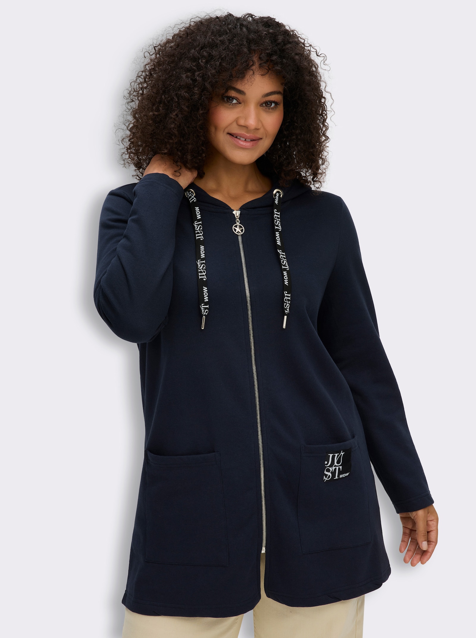 Sweatjacke mit Glitzer-Applikation hinten - marine