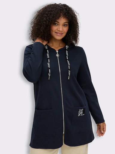 Sweatjacke mit Glitzer-Applikation hinten - marine