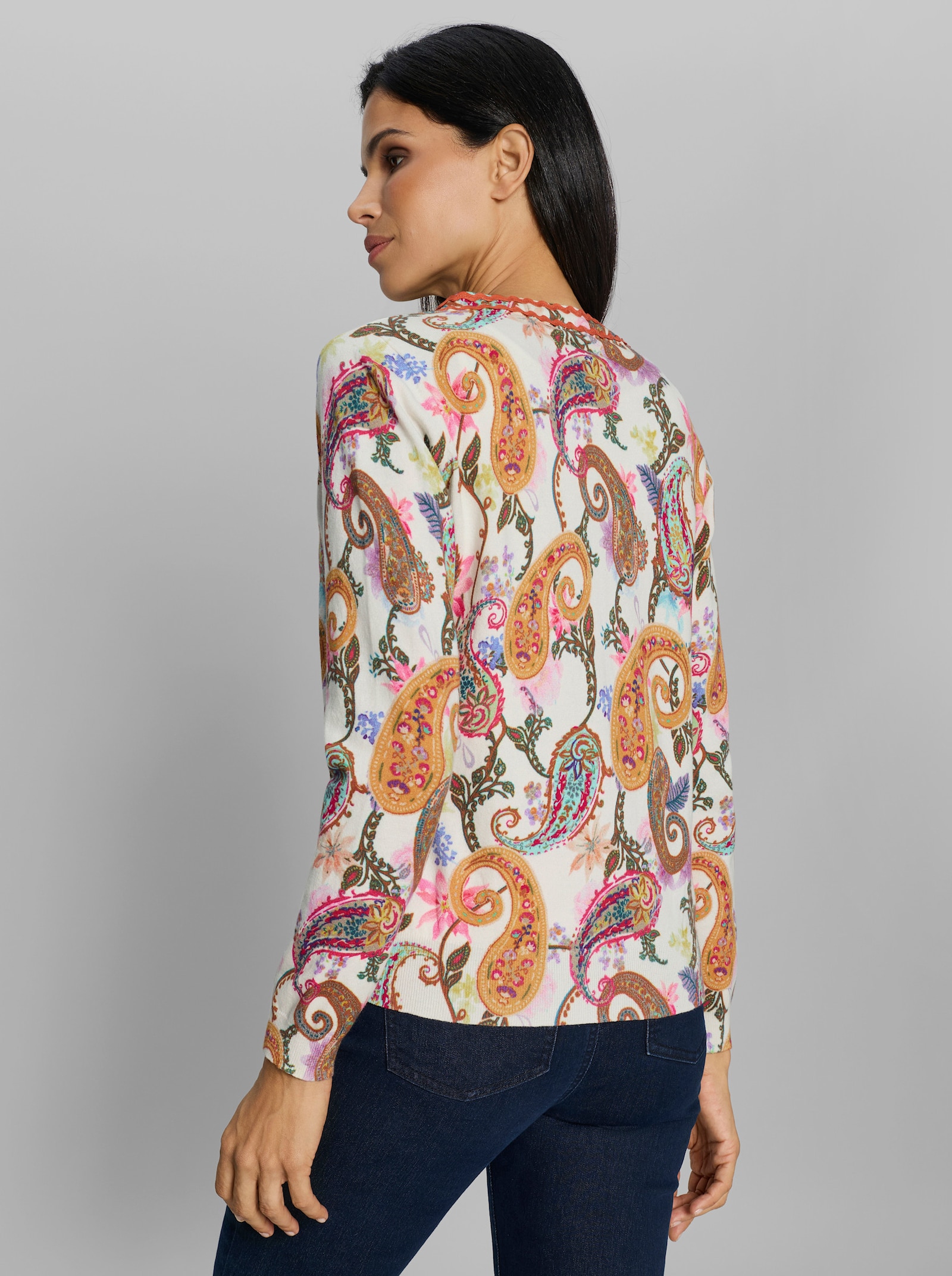 heine Feinstrickjacke im Paisleymuster - ecru-rosé-bedruckt