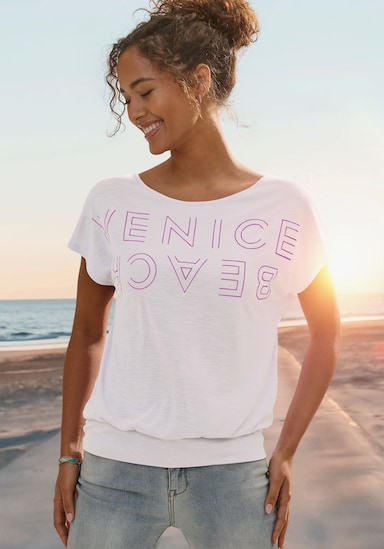 Venice Beach Rundhalsshirt - weiß-flieder