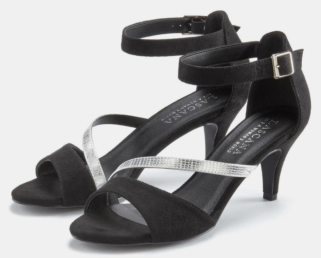 LASCANA Sandalette - schwarz-silberfarben