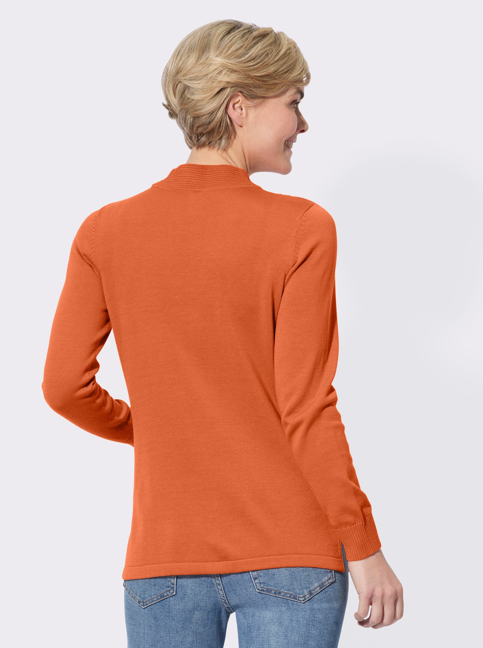 Stehkragenpullover mit eingearbeiteten Taschen - papaya