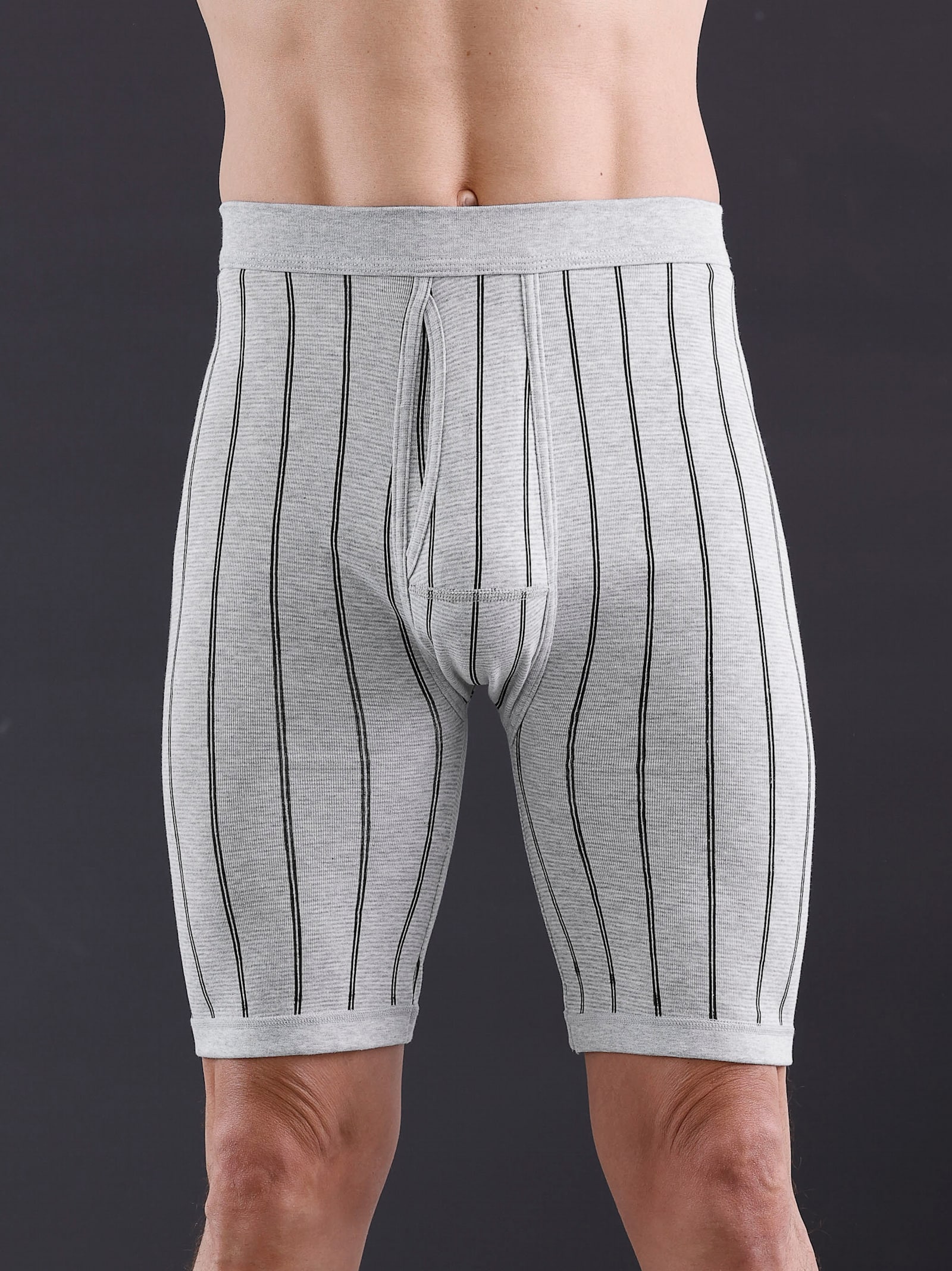 wäschepur men Hose knielang - hellgrau-gestreift