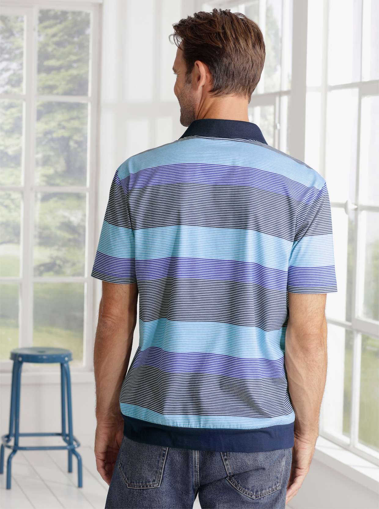 Poloshirt - blauw gestreept