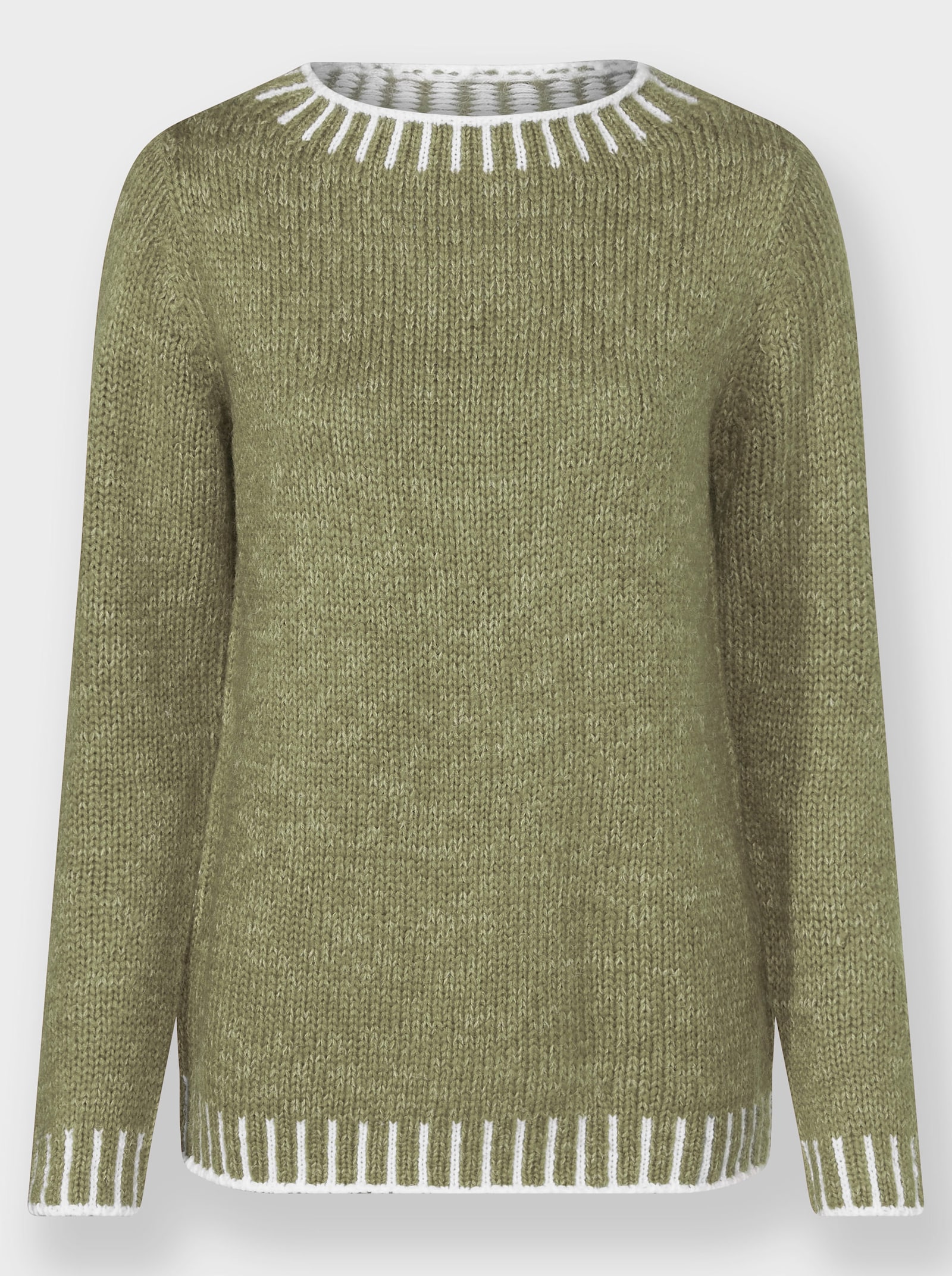 Langarm-Pullover mit effektvollen Kontrasten - schilf-ecru-gemustert