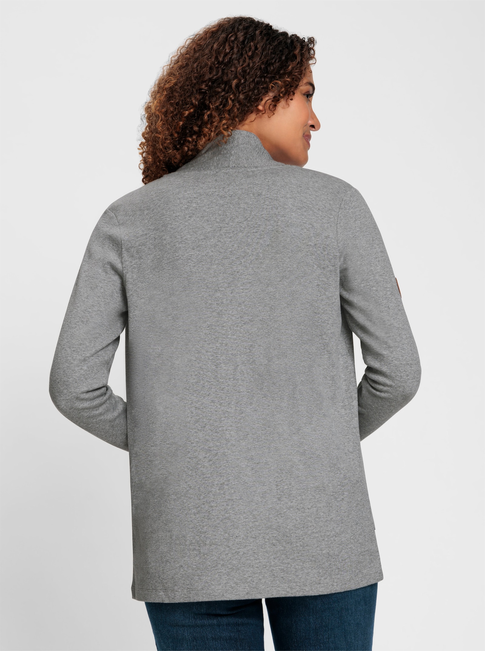 Shirtjasje met sjaalkraag - grijs gemêleerd