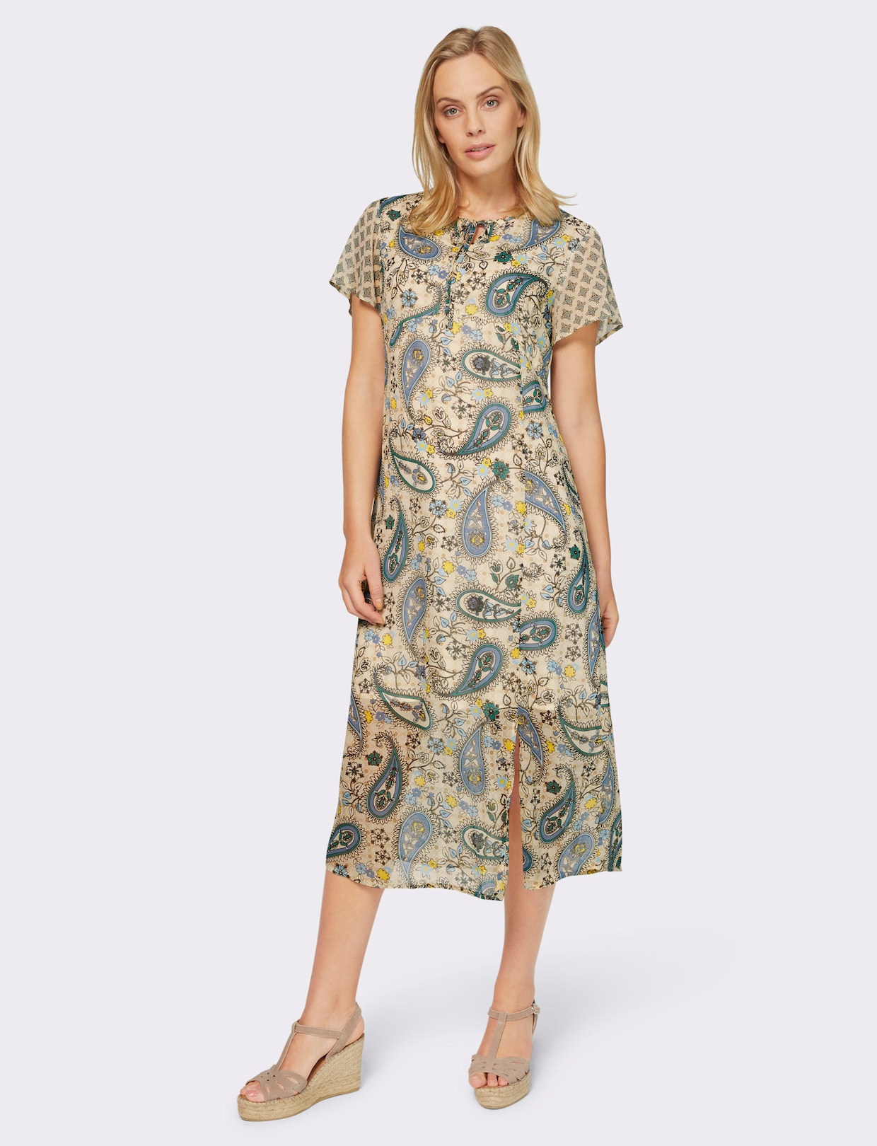 heine Druckkleid - mittelblau-smaragd-bedruckt