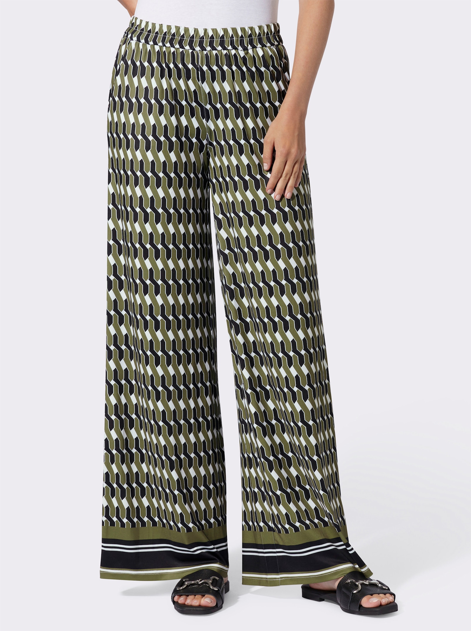 heine Schlupfhose - oliv-schwarz-bedruckt