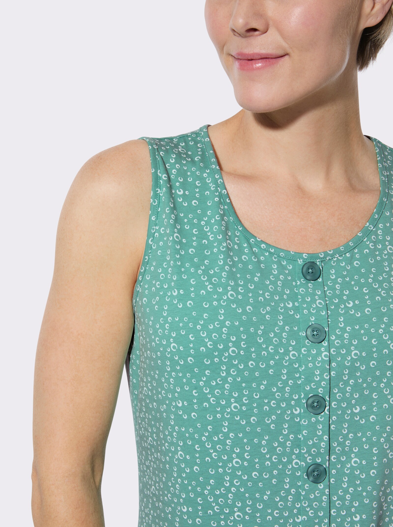 Shirttop im Doppelpack - salbei-weiß-getupft + salbei