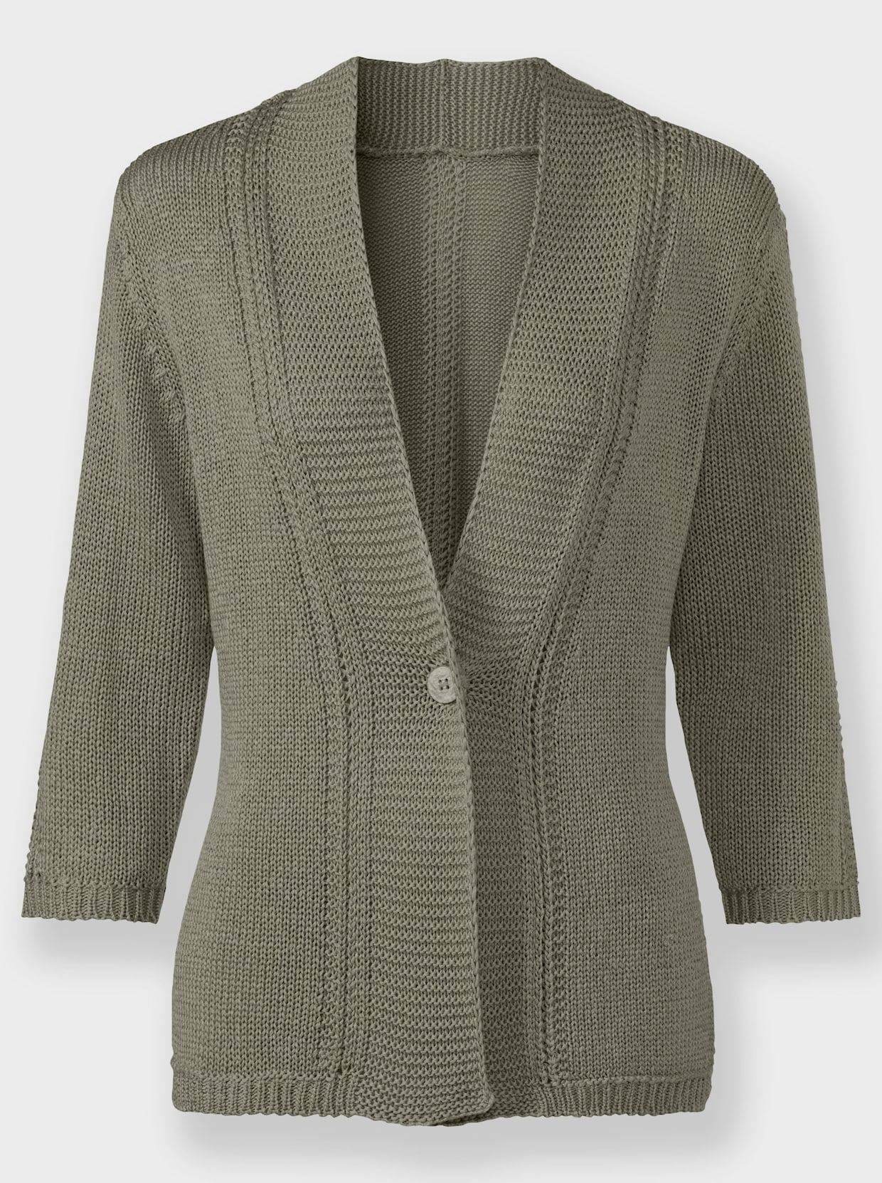 Strickjacke in pflegeleichtem Bändchengarn - khaki