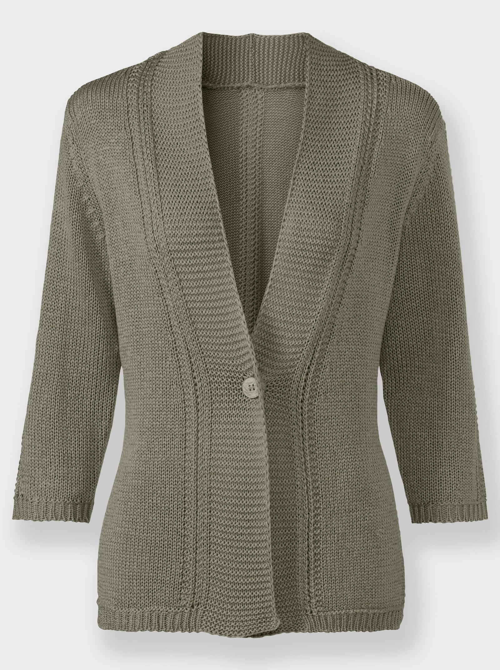 Strickjacke in pflegeleichtem Bändchengarn - khaki