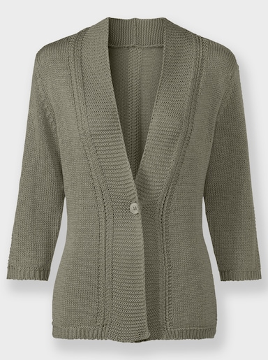 Strickjacke in pflegeleichtem Bändchengarn - khaki