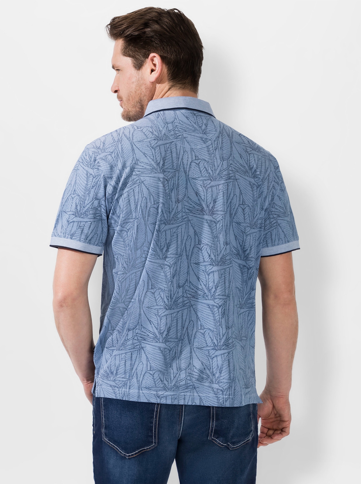 Hajo Shirt met korte mouwen - middenblauw gedessineerd