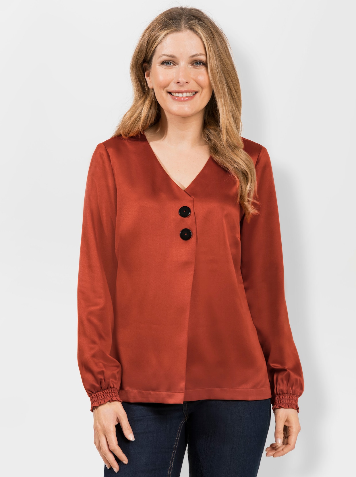Comfortabele blouse - roestrood