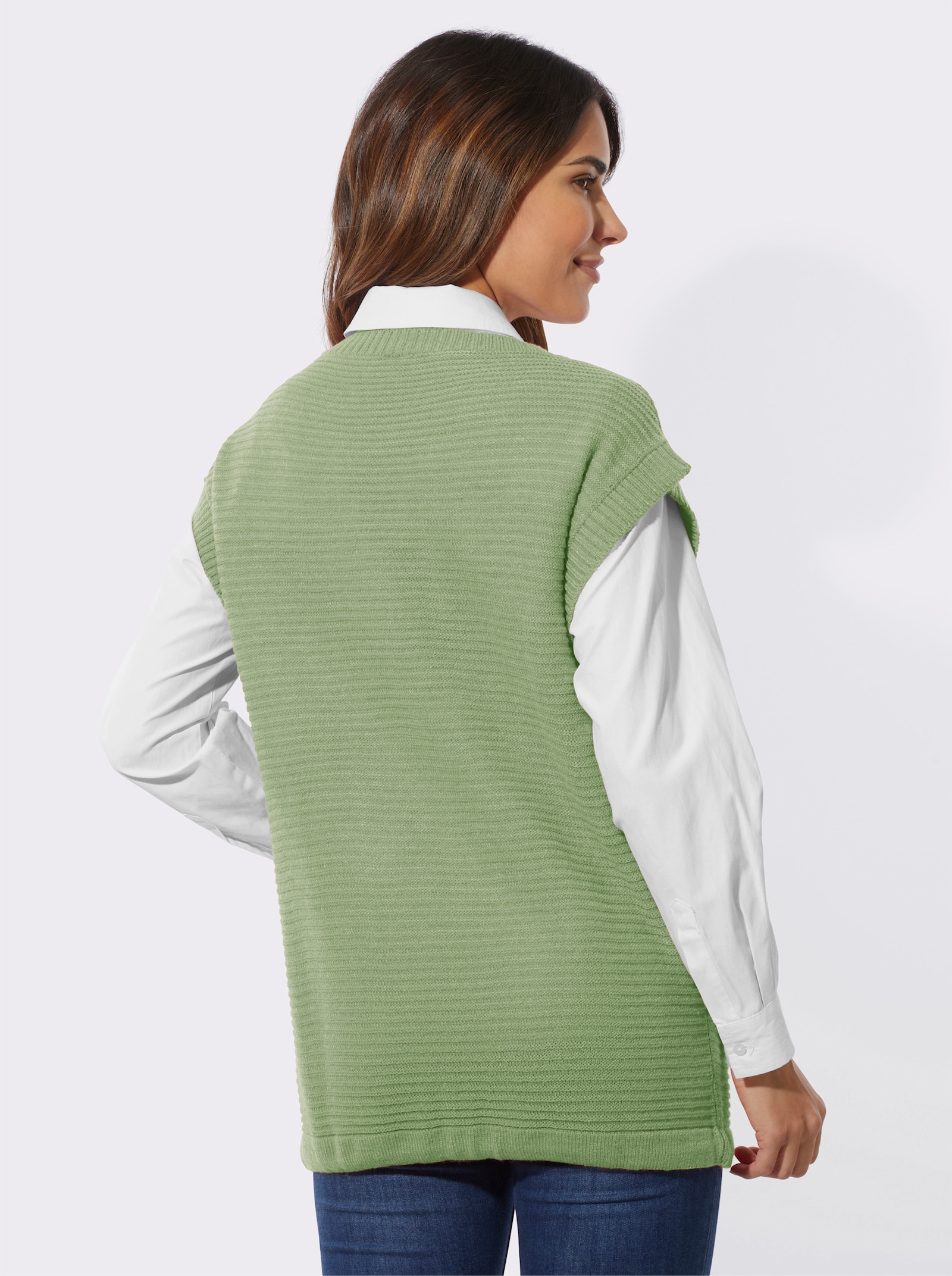 Slip-over met ribpatroon - eucalyptus