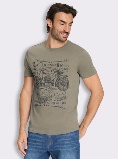 Marco Donati Kurzarmshirt mit Front-Print, Baumwolle - schlamm-bedruckt