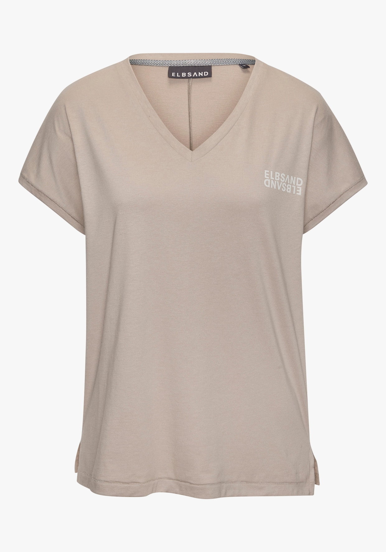 Elbsand Shirt met V-hals - taupe