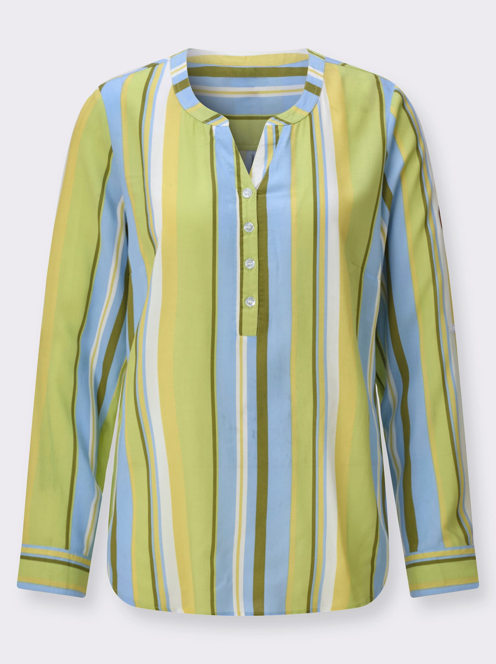 Schlupfbluse im Streifen-Dessin - pistazie-eisblau-gestreift