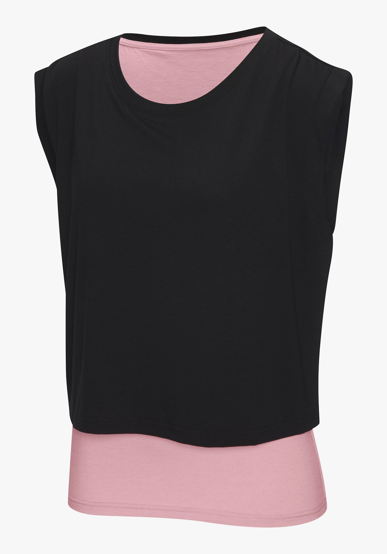 LASCANA ACTIVE 2-in-1-Shirt - schwarz-rosa