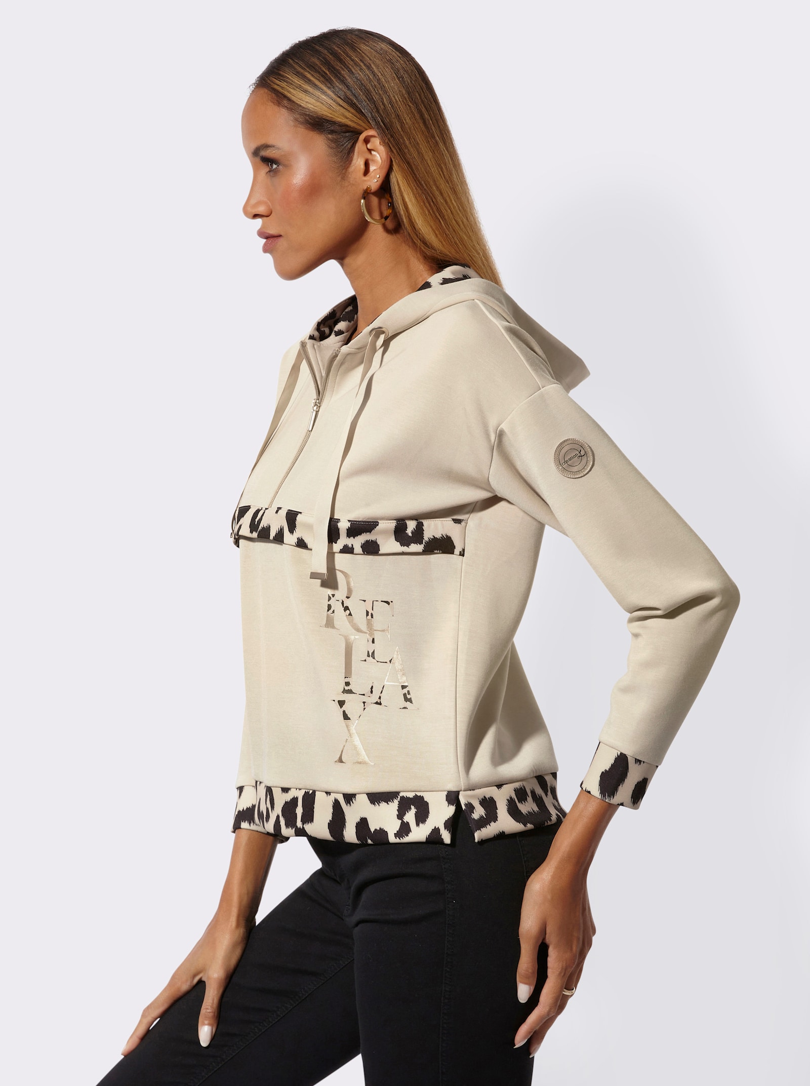 Sweatshirt - sand-schwarz