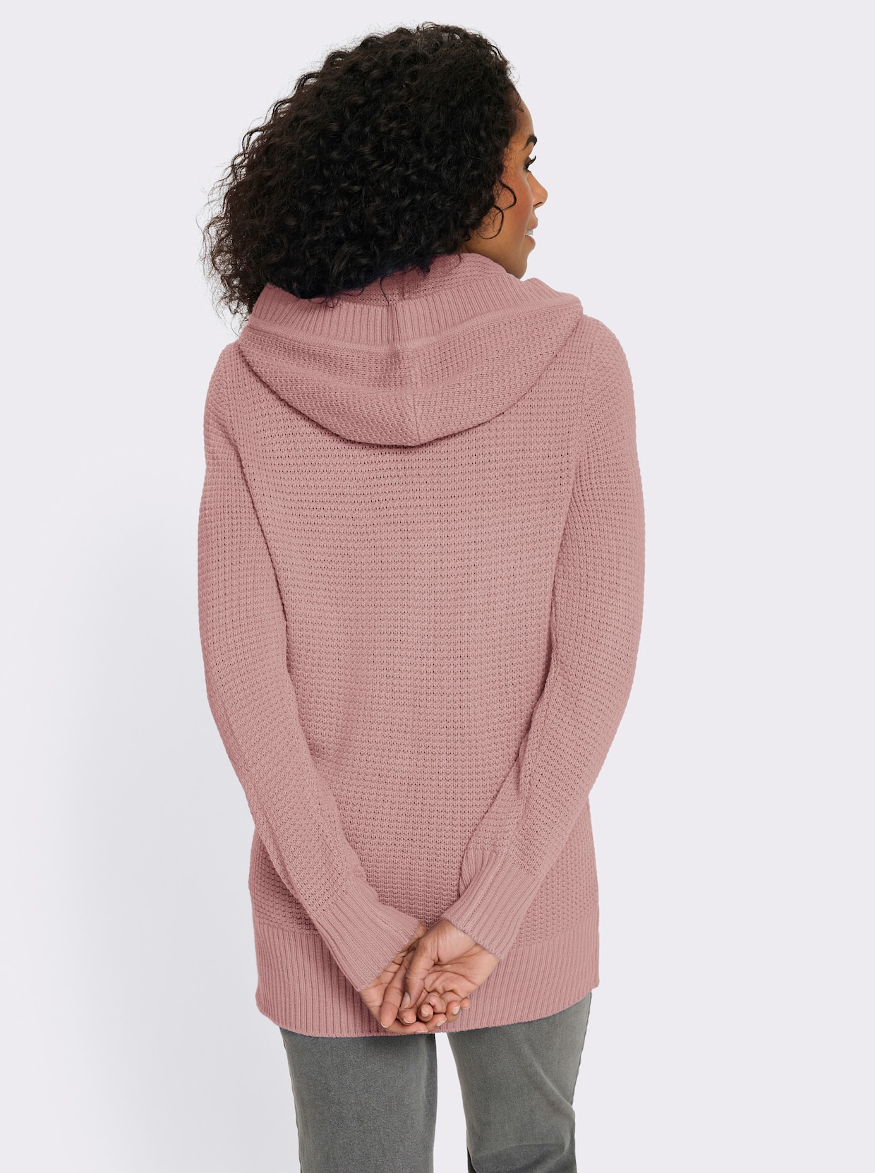 Vest met capuchon en kangoeroezakken - hortensia