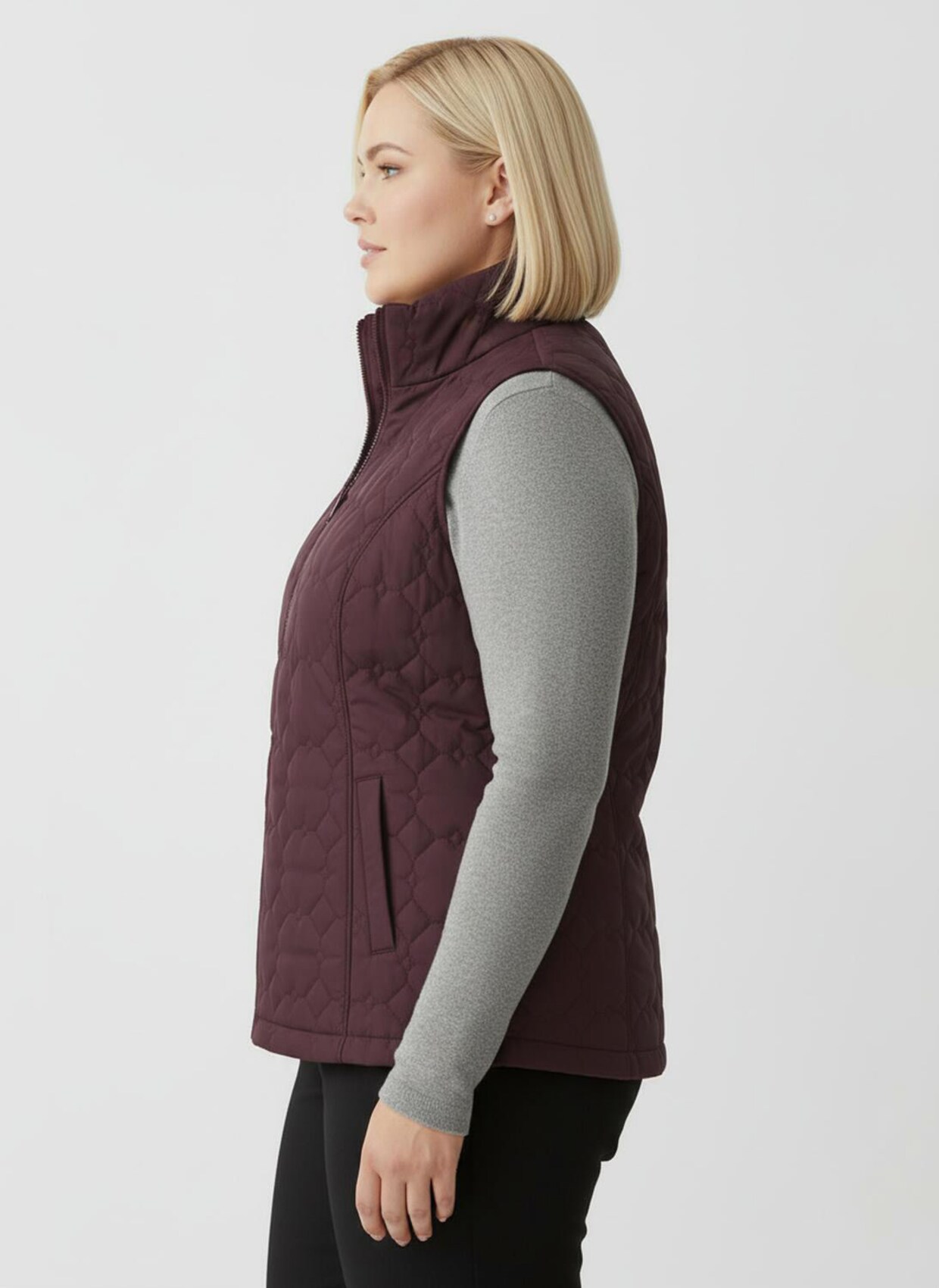 Steppweste mit wärmendem Stehkragen - burgund