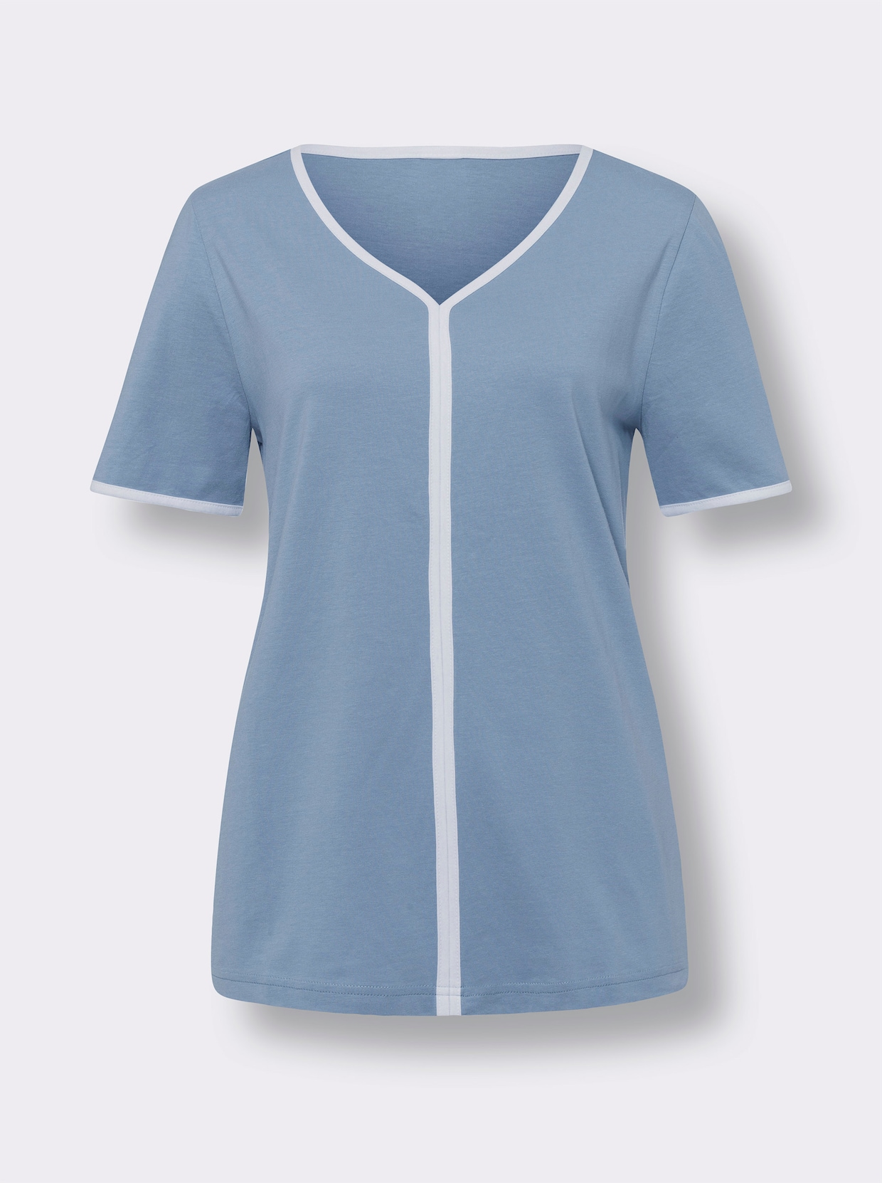 Kurzarm-Shirt - bleu-weiß