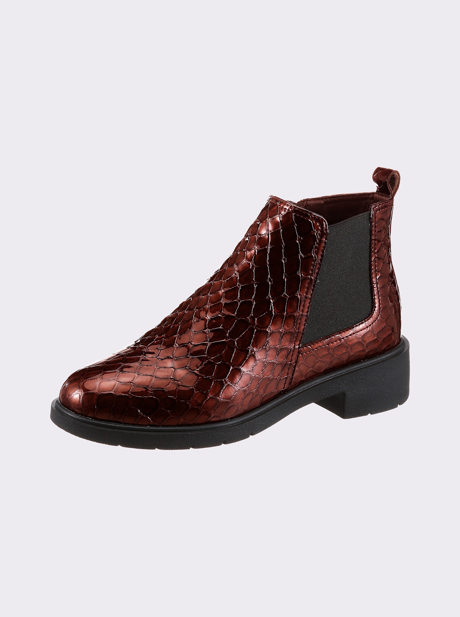 airsoft modern+ Stiefelette mit Prägung im Kroko-Look - braun