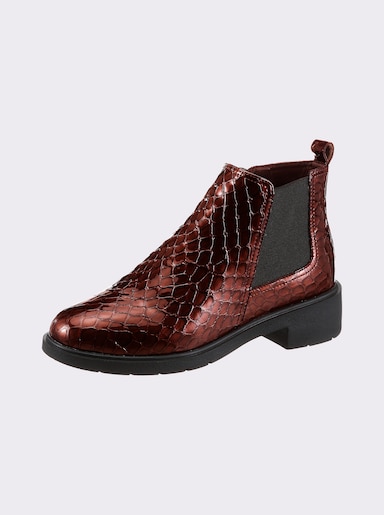 airsoft modern+ Stiefelette mit Prägung im Kroko-Look - braun