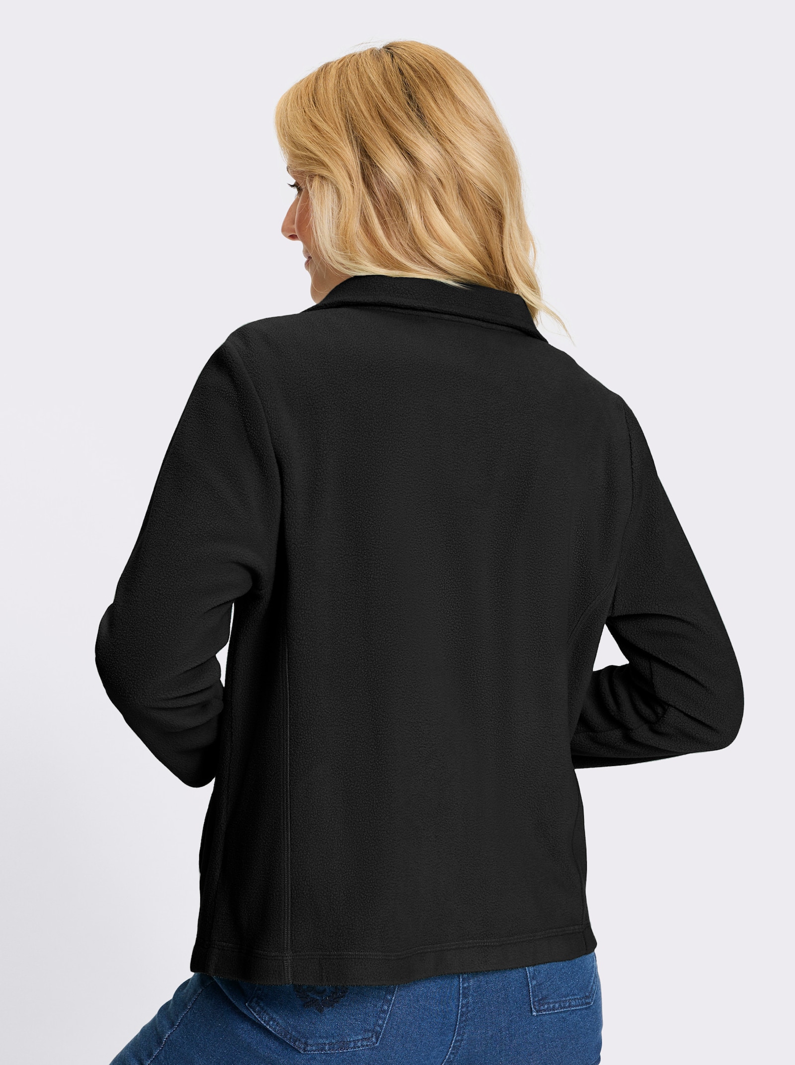 Fleecejacke mit formgebenden Nähten - schwarz