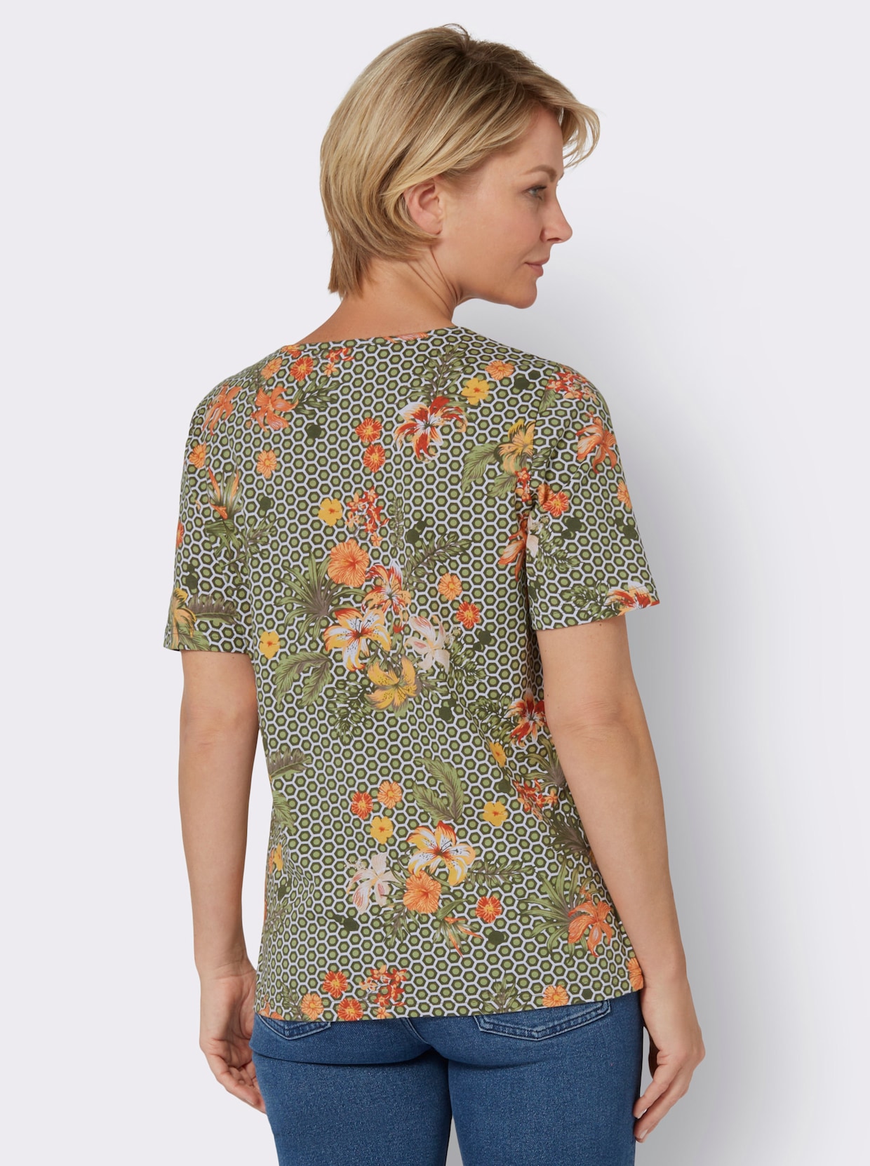 Shirt met korte mouwen - kaki/terra geprint