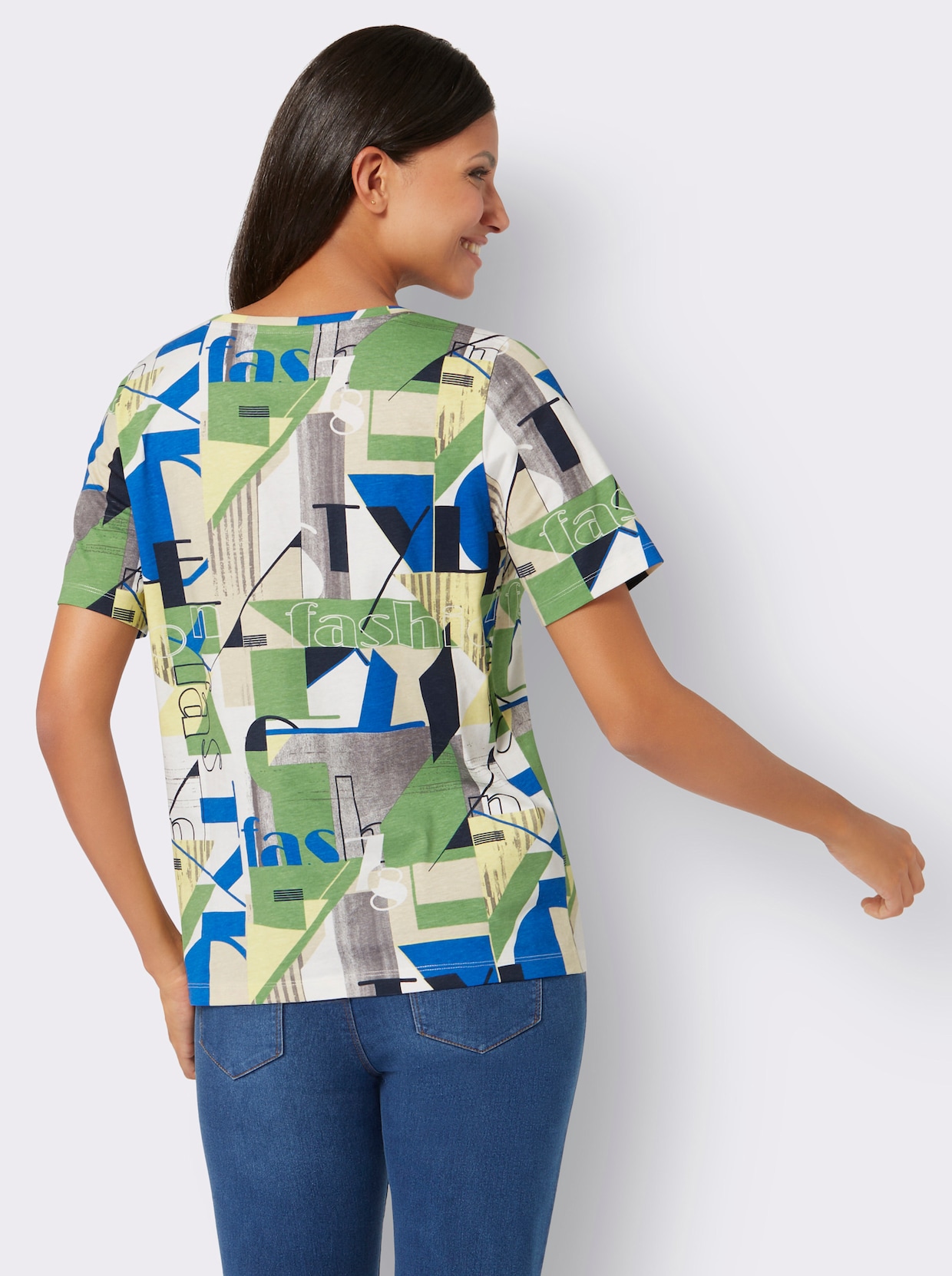 Shirt met korte mouwen - marine/appelgroen bedrukt