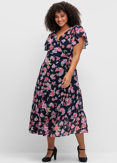sheego by Joe Browns Chiffonkleid - blau gemustert