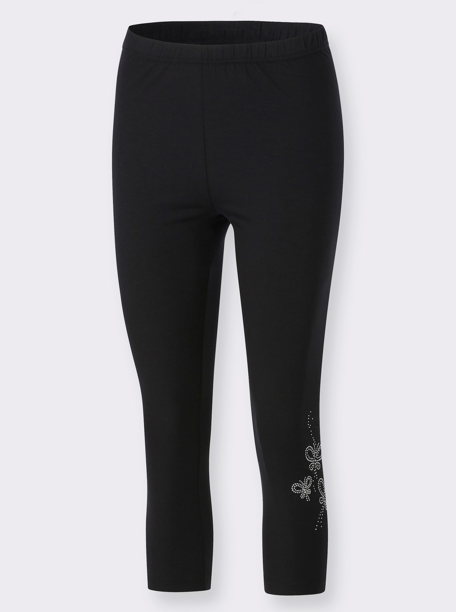 Caprileggings mit Glitzersteinchen - schwarz