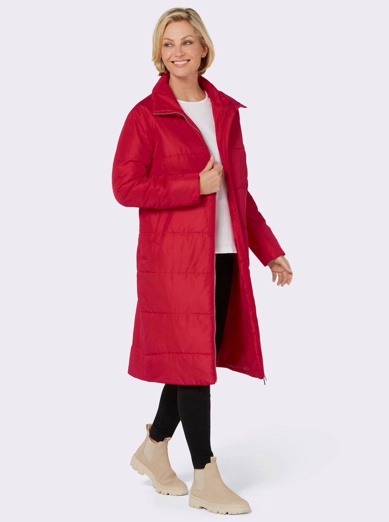 Prešívaný kabát - červená
