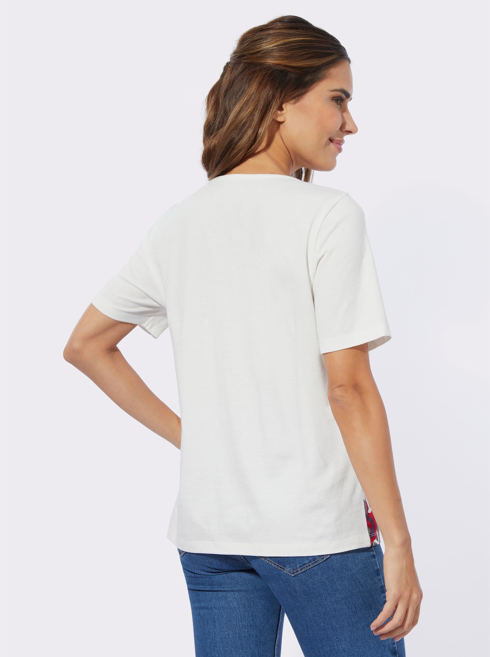  Shirt met korte mouwen en print - ecru/pink