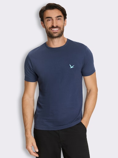 T-Shirt im 3er-Pack - dunkelblau + steingrau + aquamarin