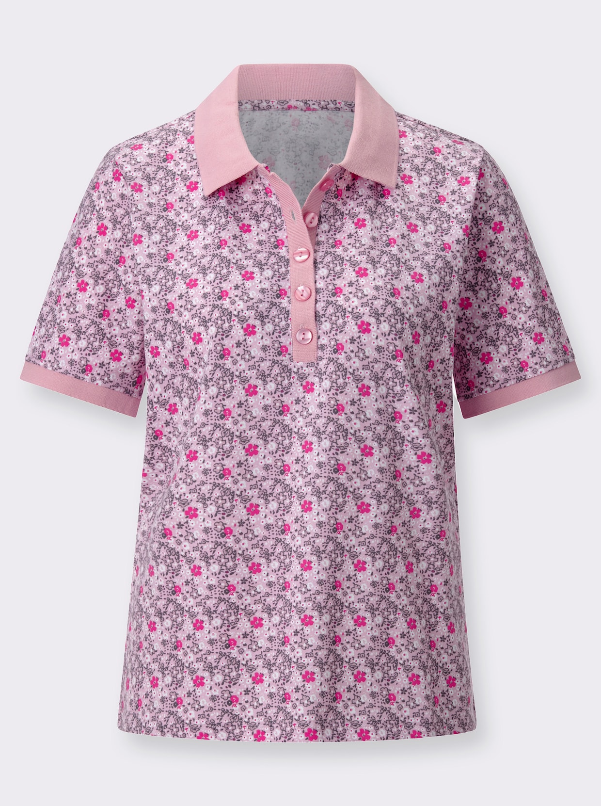 Poloshirt - roze/fuchsia geprint