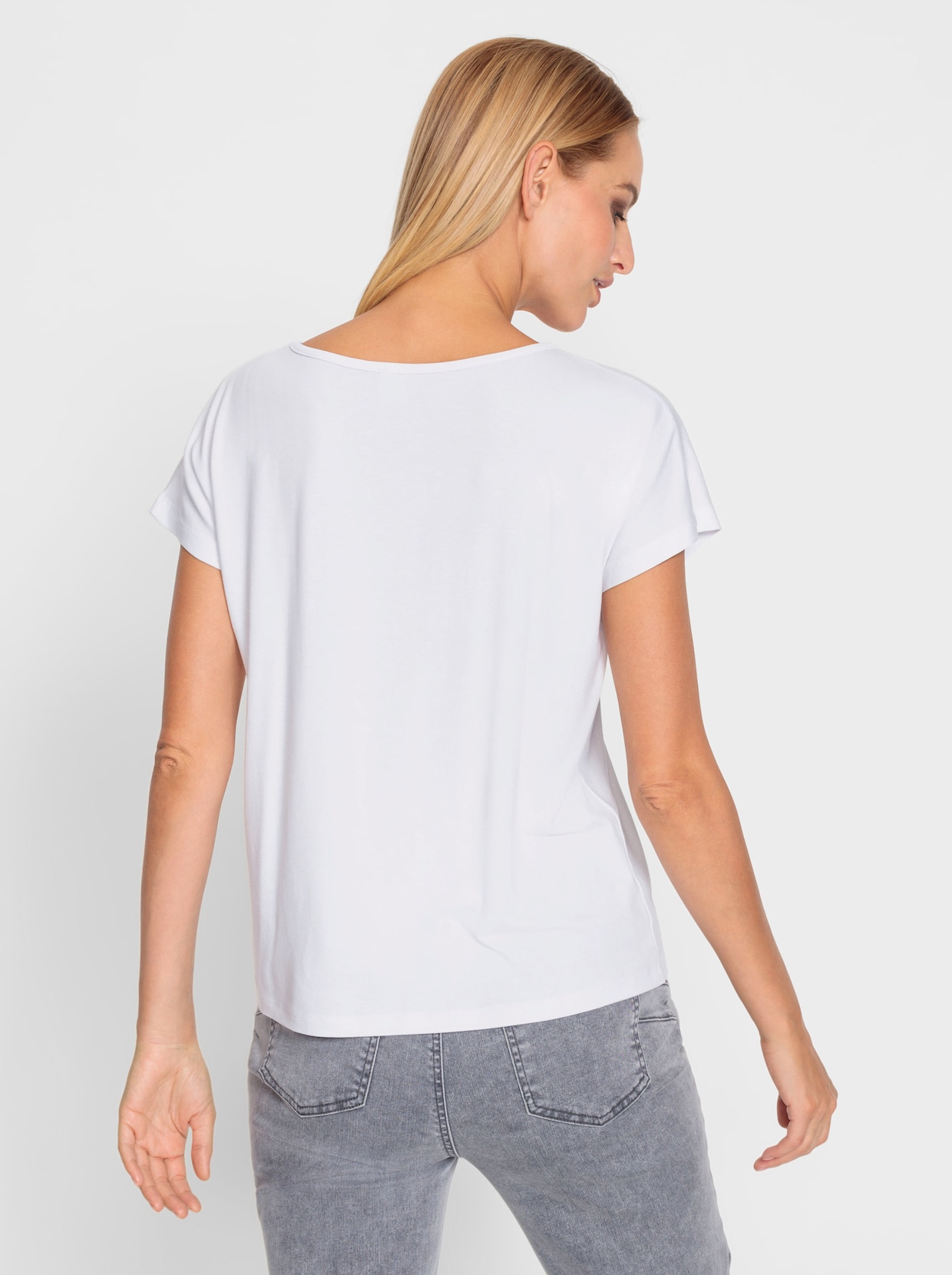 heine Shirt met korte mouwen - wit/zwart gedessineerd