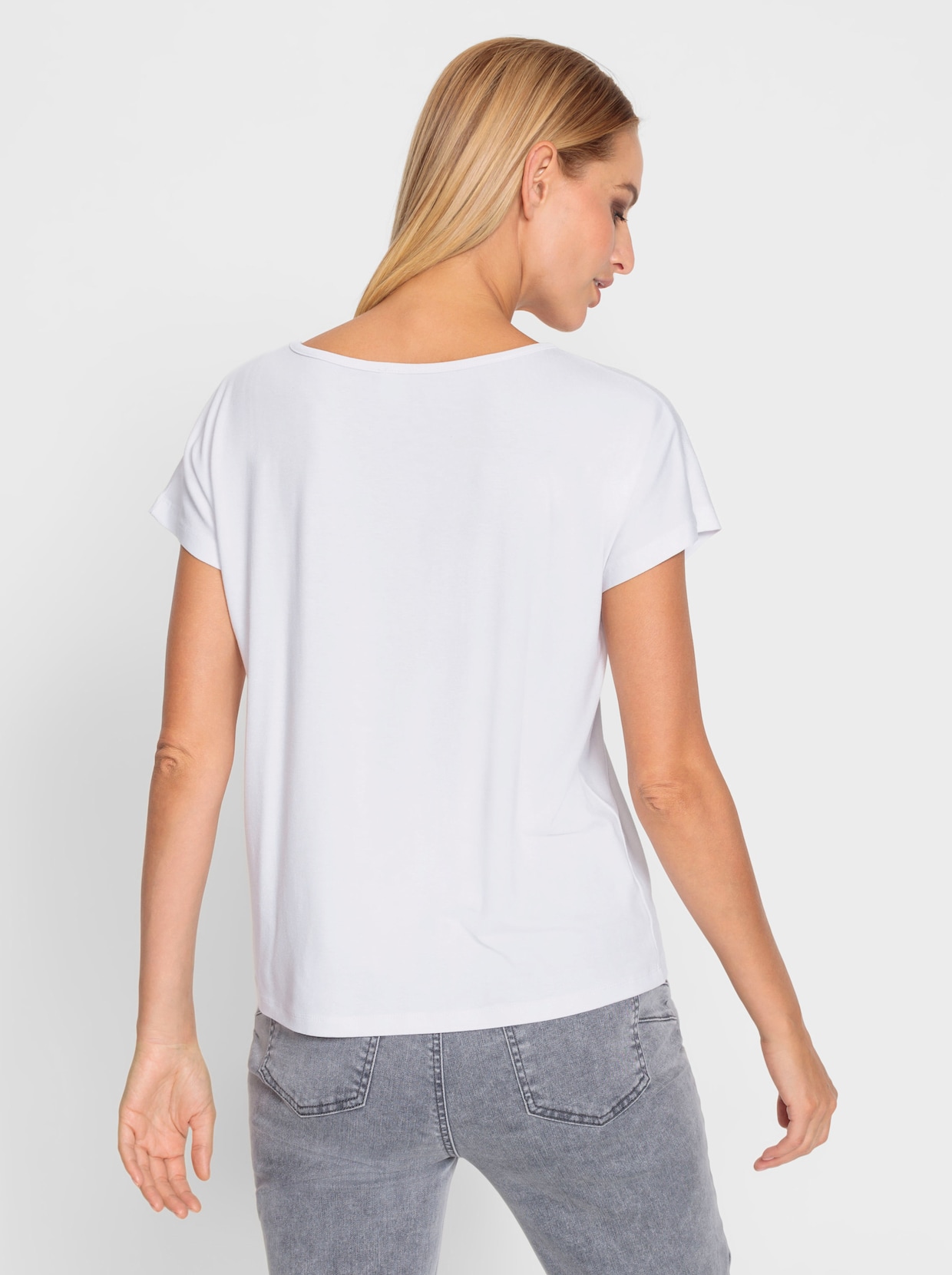 heine Shirt - wit/zwart gedessineerd