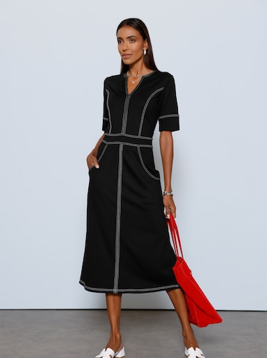 Jerseykleid mit seitlichem Reißverschluss - schwarz
