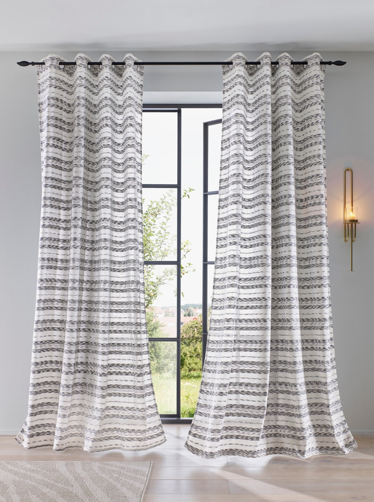 heine home Decoratieve vitrage - wit/zwart