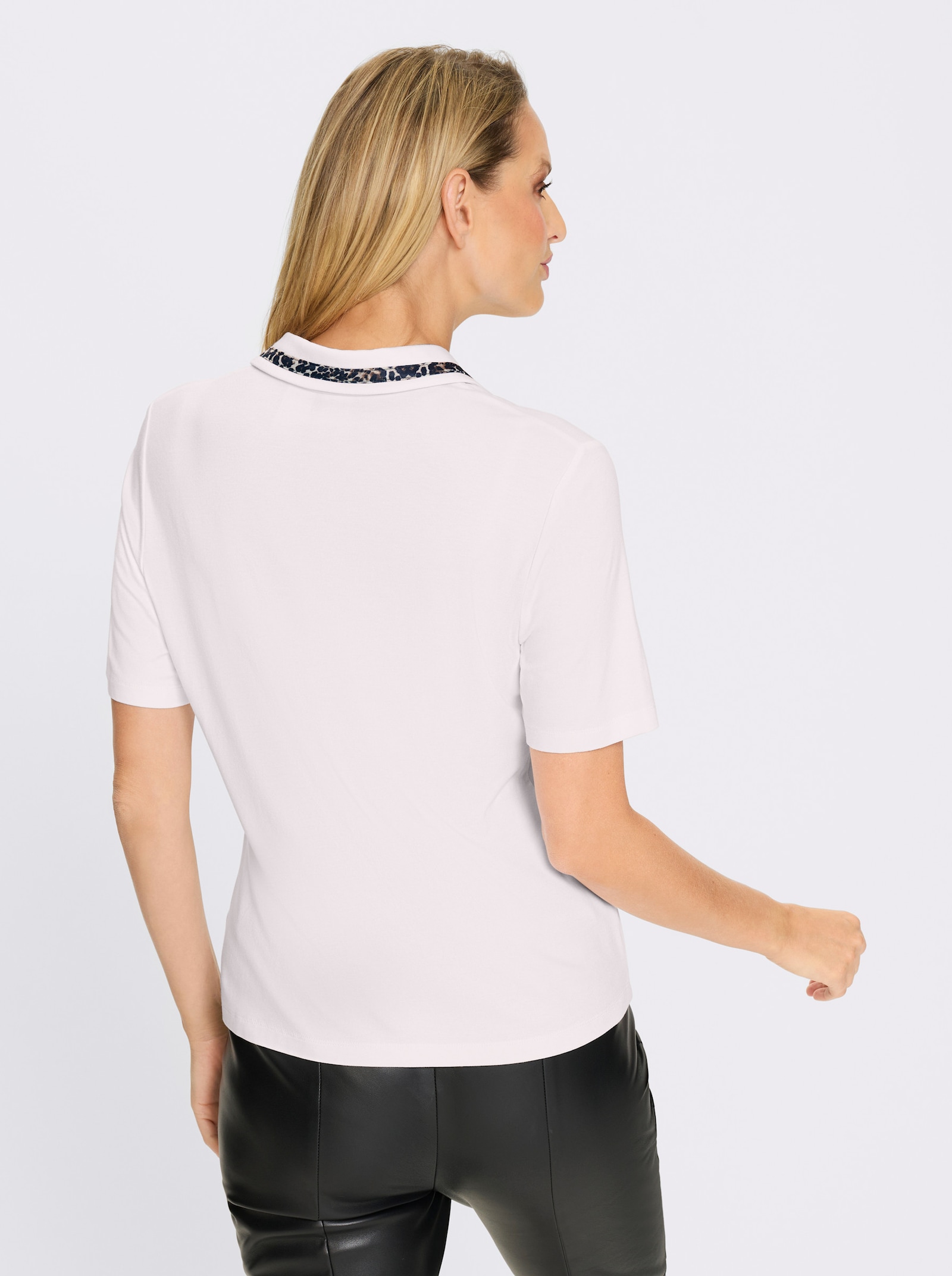 heine Poloshirt mit Leo-Akzenten - weiß