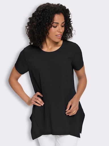 Longbluse mit Zipfelsaum, pflegeleicht - schwarz