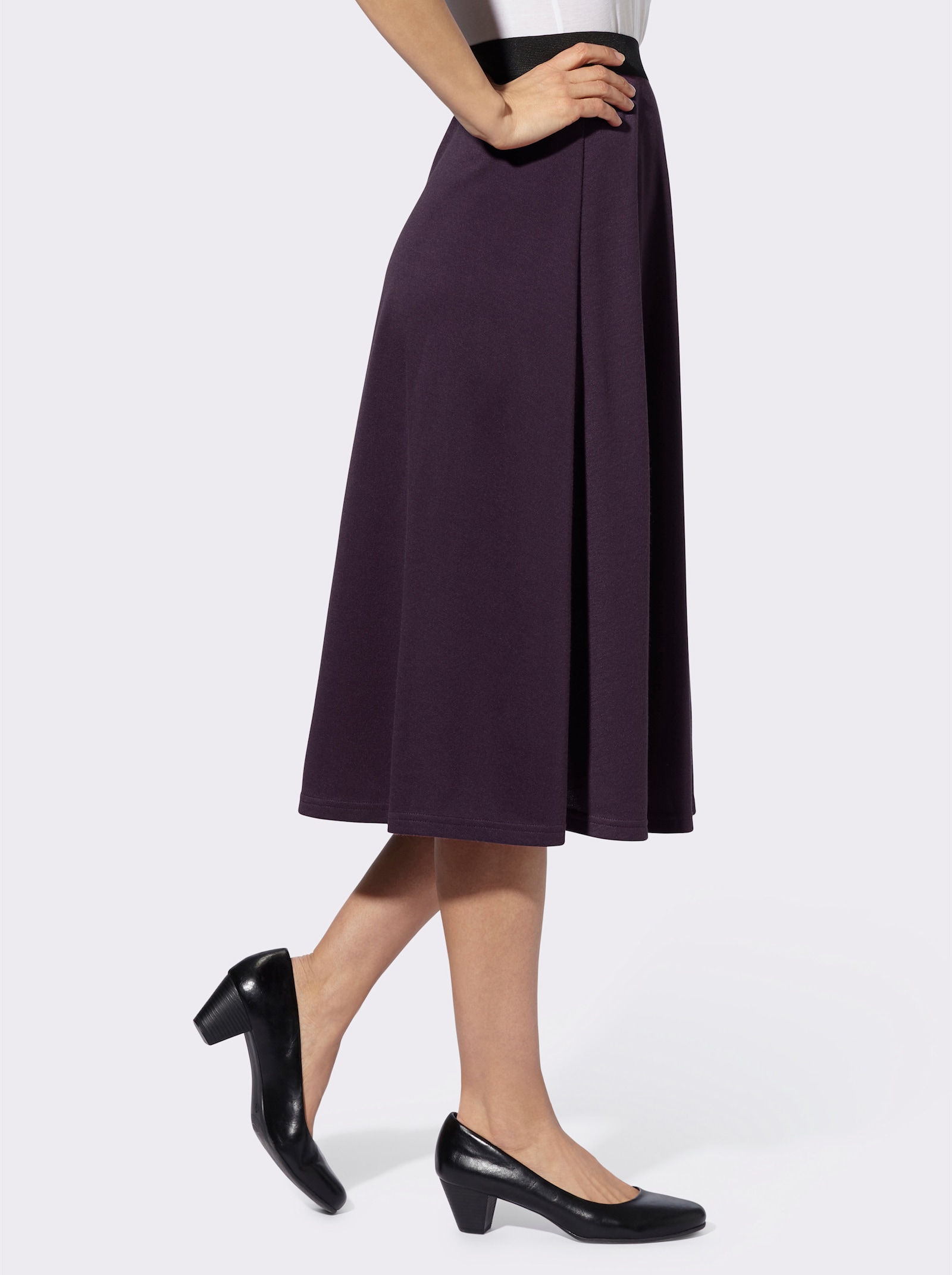 Jerseyrock mit Kontrastbund - bordeaux + aubergine