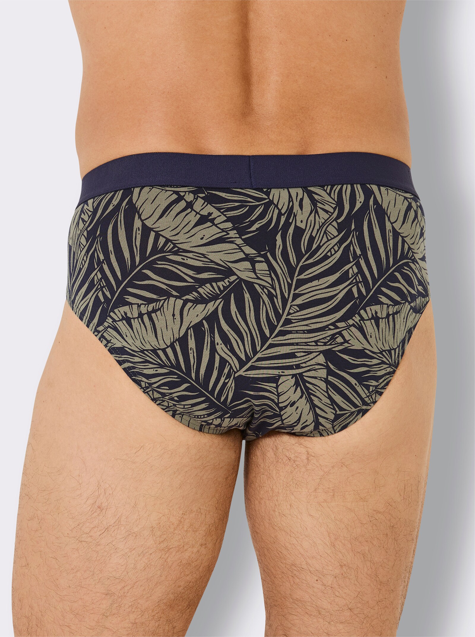 wäschepur men Slip im 3er-Pack - marine-khaki-bedruckt + marine + khaki