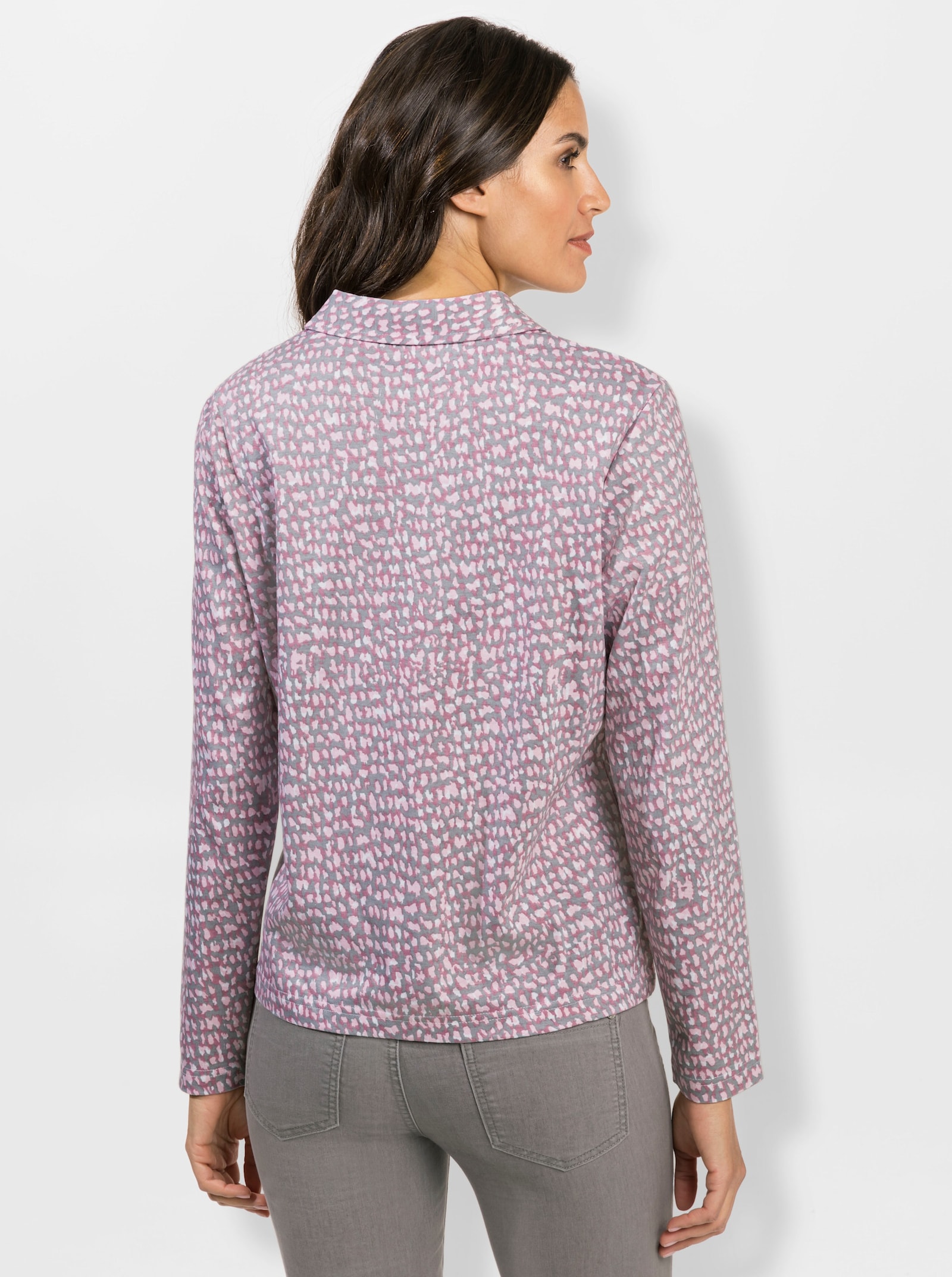 Poloshirt met knoopsluiting - hortensia/steengrijs bedrukt