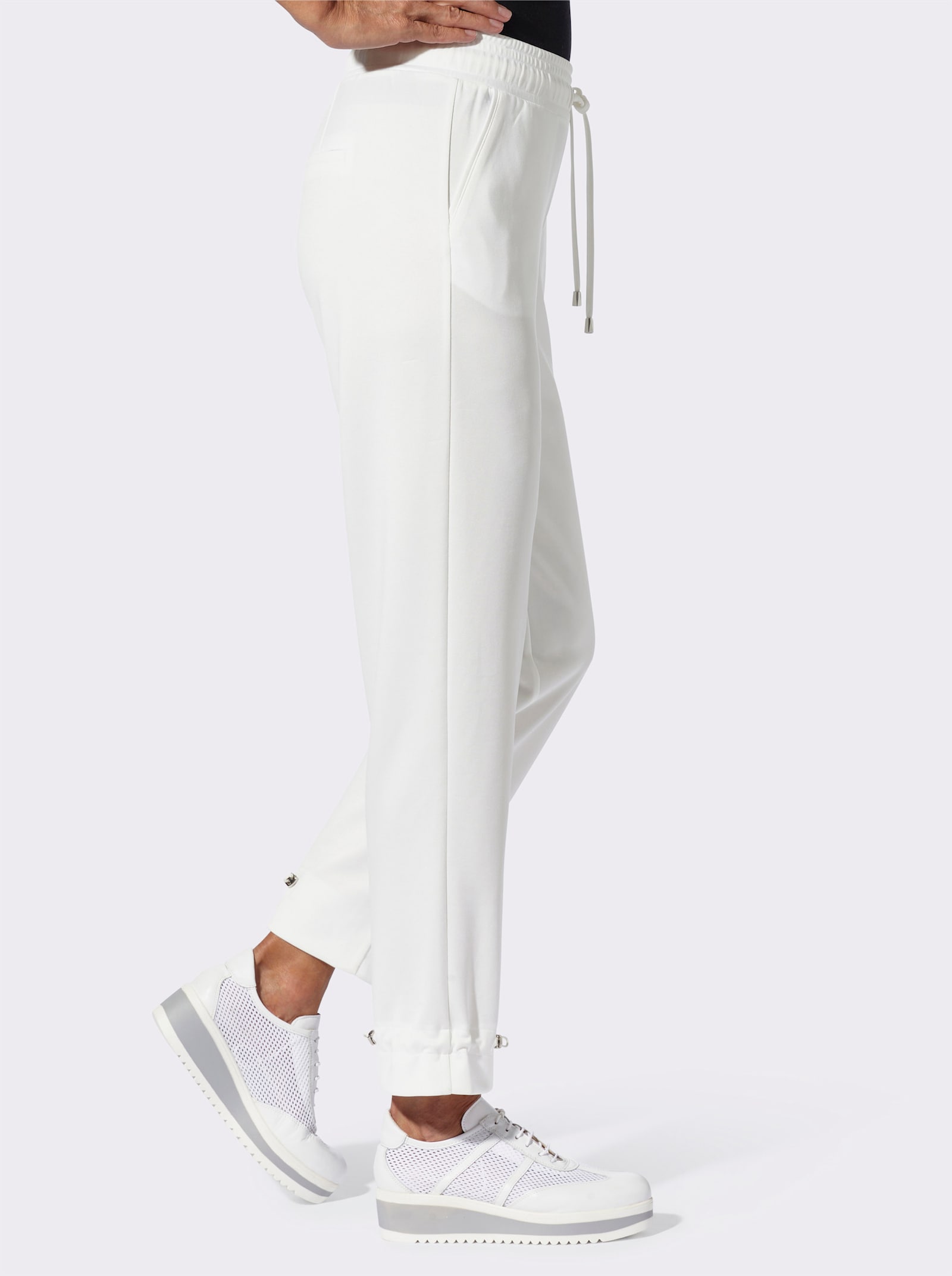 Jerseybroek met verstelbaar tunnelkoord op de zoom - wit
