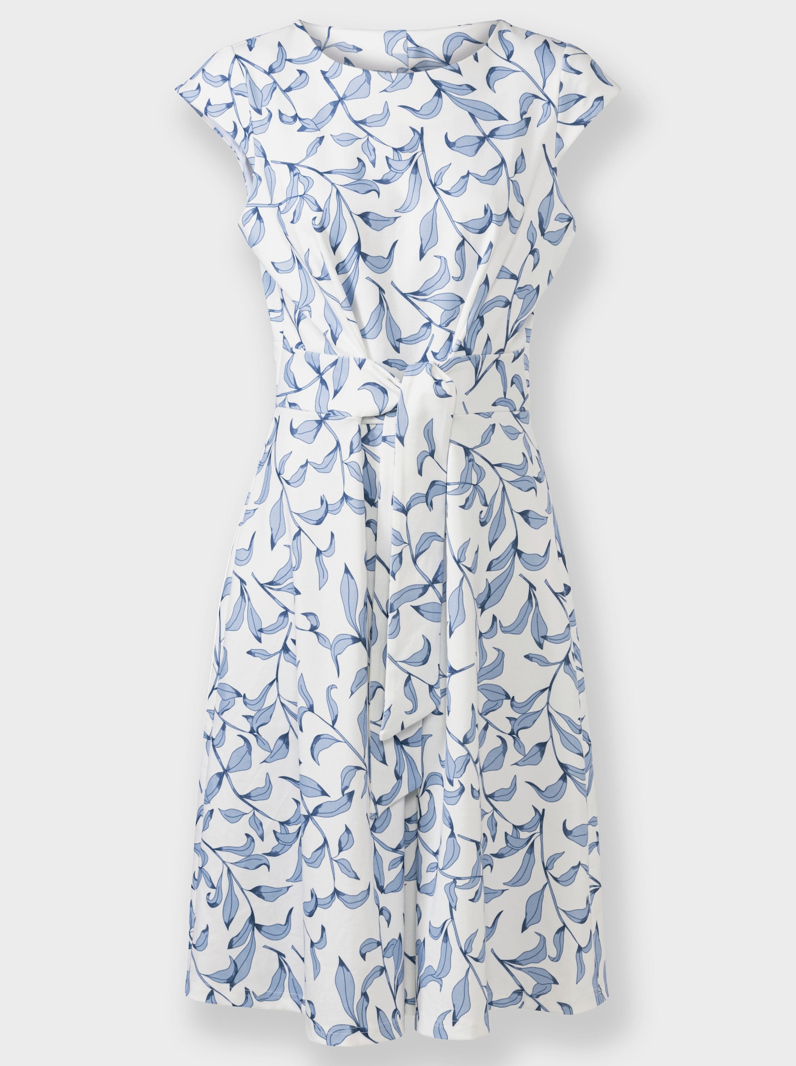 heine Robe fourreau avec ceinture à nouer - écru-bleu glacier imprimé